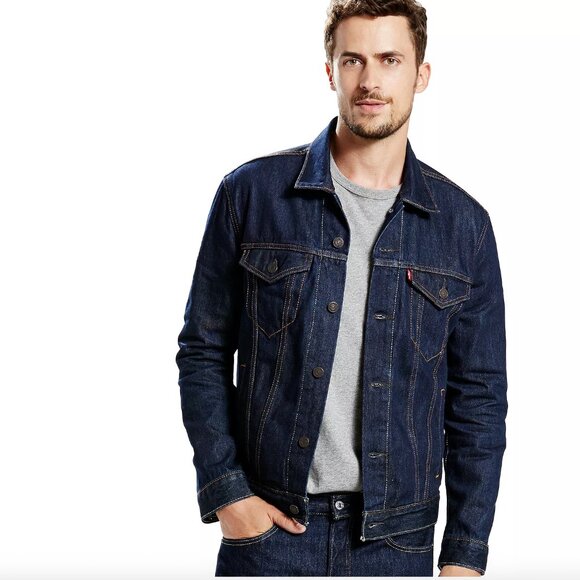 Levi's Trucker Jacket Jean Medium Dark Blue Size Medium - Picture 1 of 10